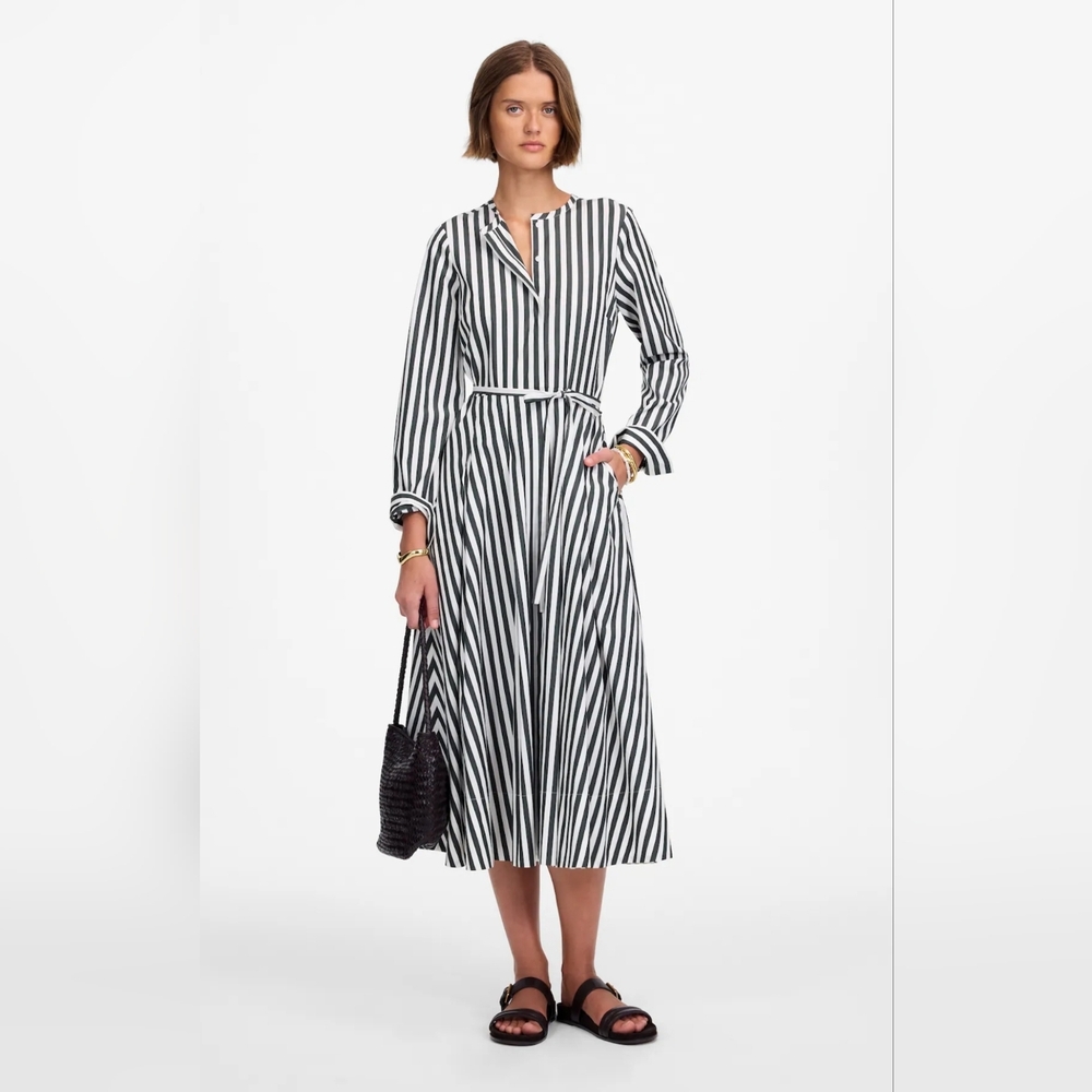 Madewell Black and White Vertical-Stripe Midi Shirt Dress. NWOT never worn